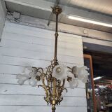 Old bronze chandelier 8 lights, 128cms h