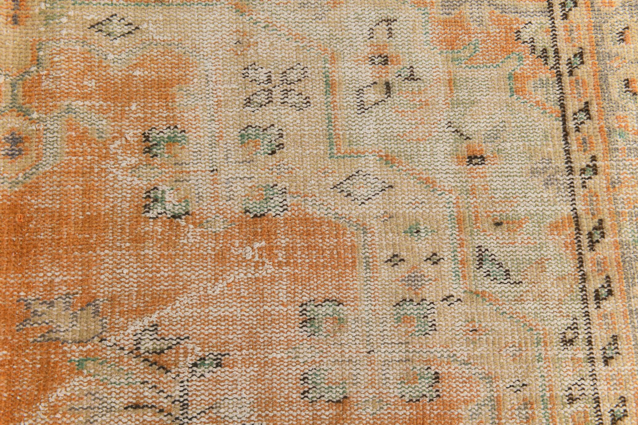 6x10 Peach Orange Large Vintage Rug, 184x290 Cm