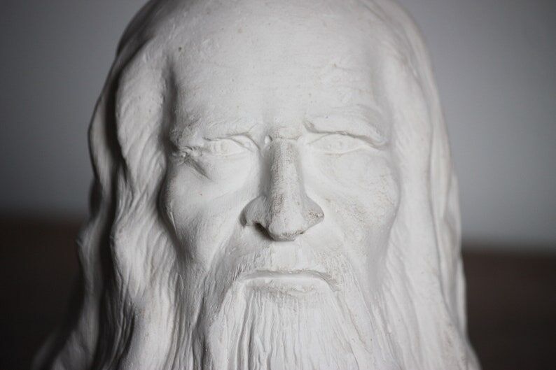 Plaster head depicting Leonardo da Vinci