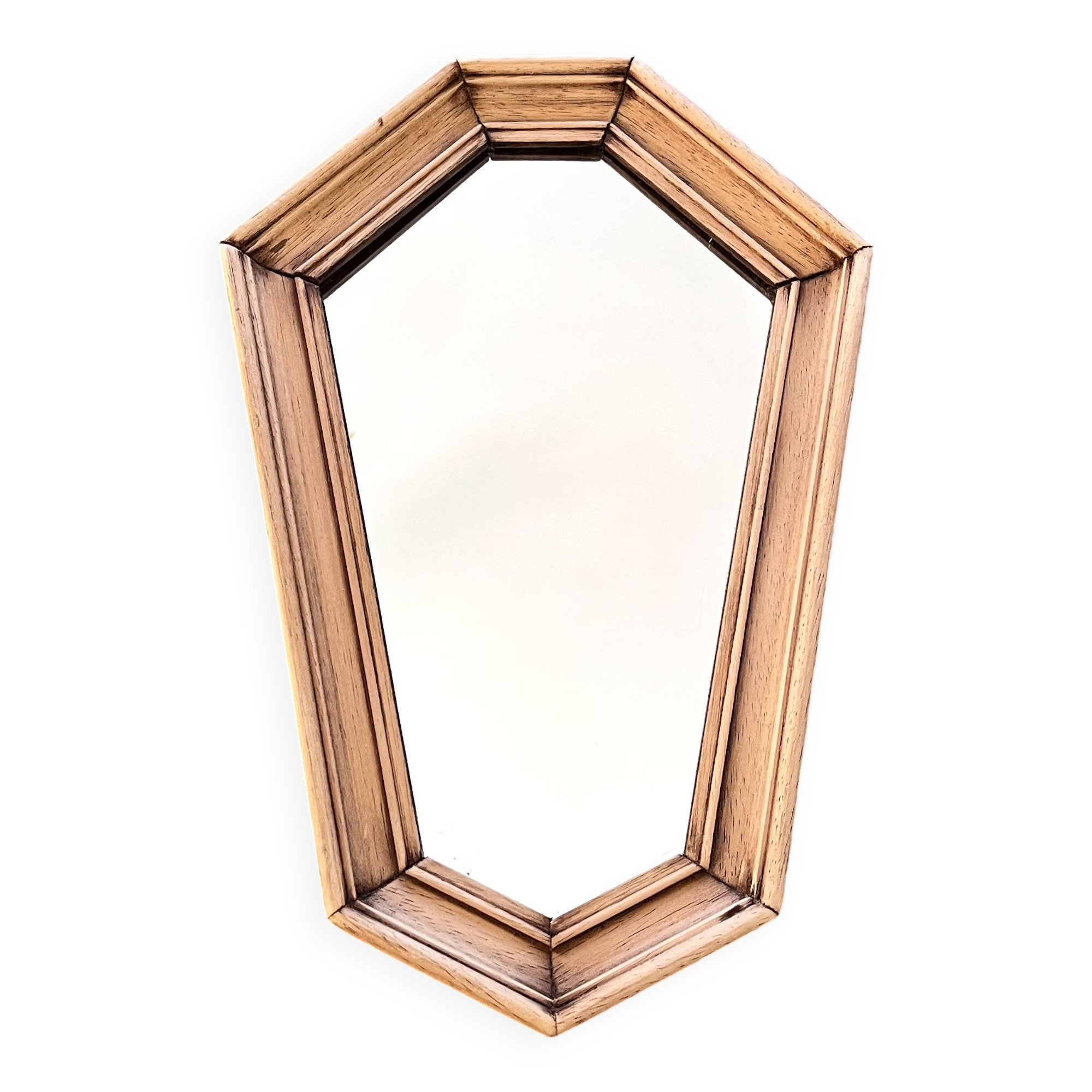 Small vintage beveled wooden wall mirror