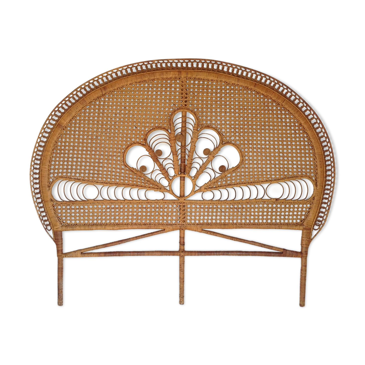 Vintage rattan bed head