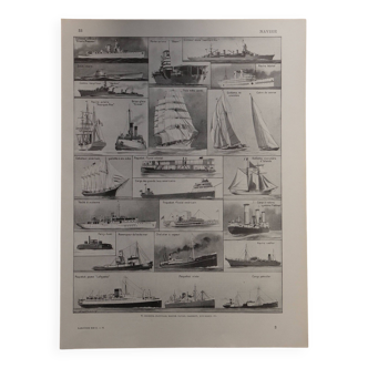 Lithographie originale sur les navires