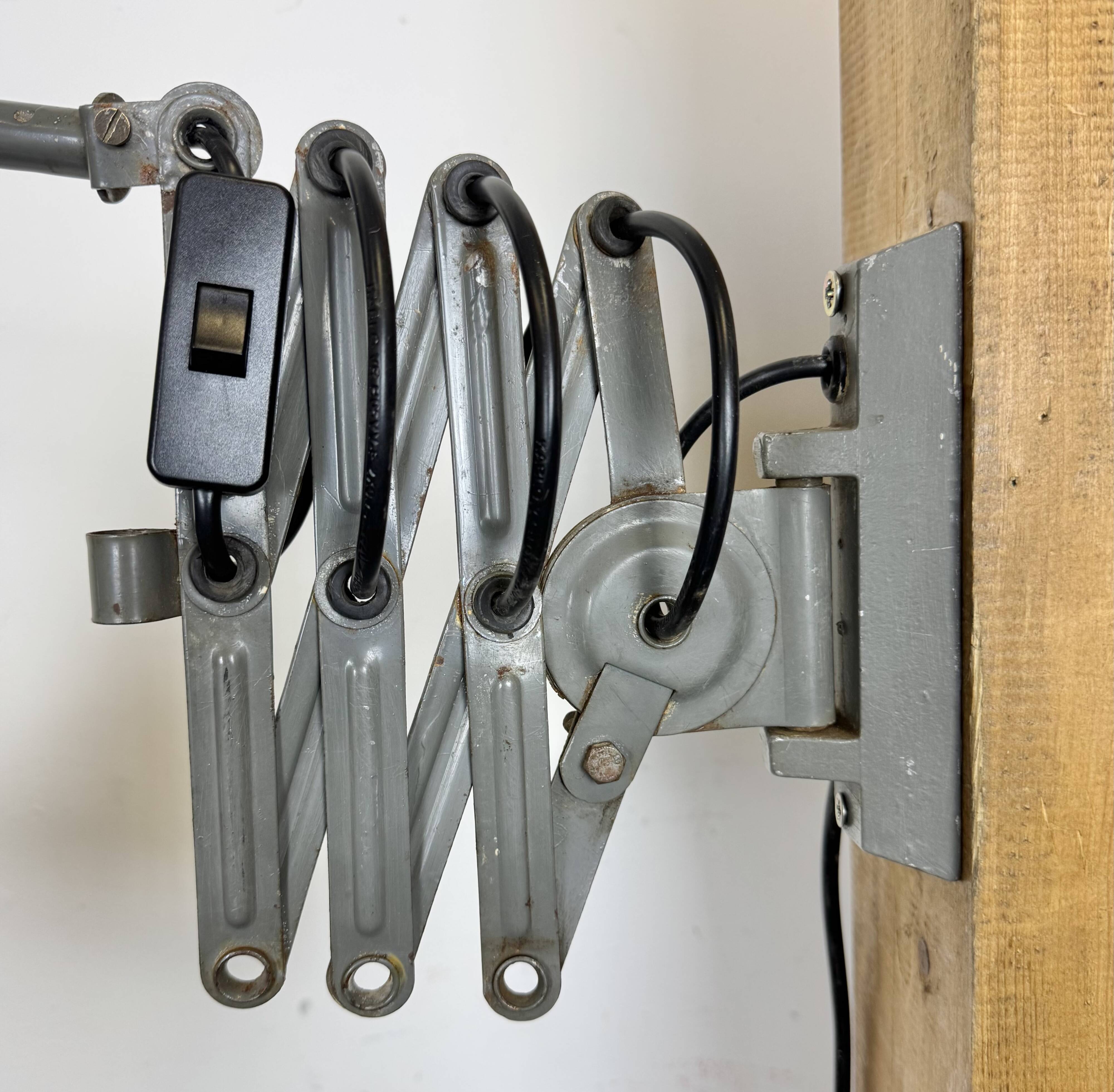 Grey Industrial Scissor Wall Lamp from Elektroinstala, 1960s