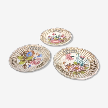 Lot de 3 assiettes ajourées en céramique