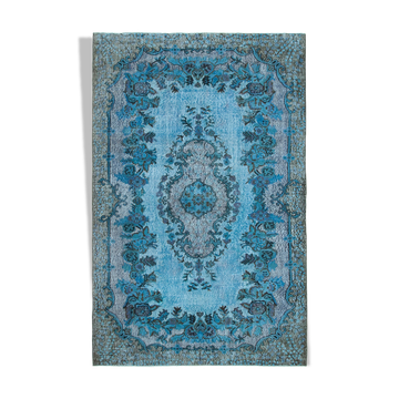Handmade Bohemian Turkish 1970s 190 cm x 298 cm Blue Rug