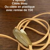 Earthenware lamp, new 2M fabric cable, cotton lampshade