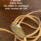 Earthenware lamp, new 2M fabric cable, cotton lampshade