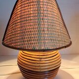 Paire de lampes en bambou et osier
