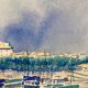 Aquarelle Marine Vintage Port de Saint-Jean-de-Luz