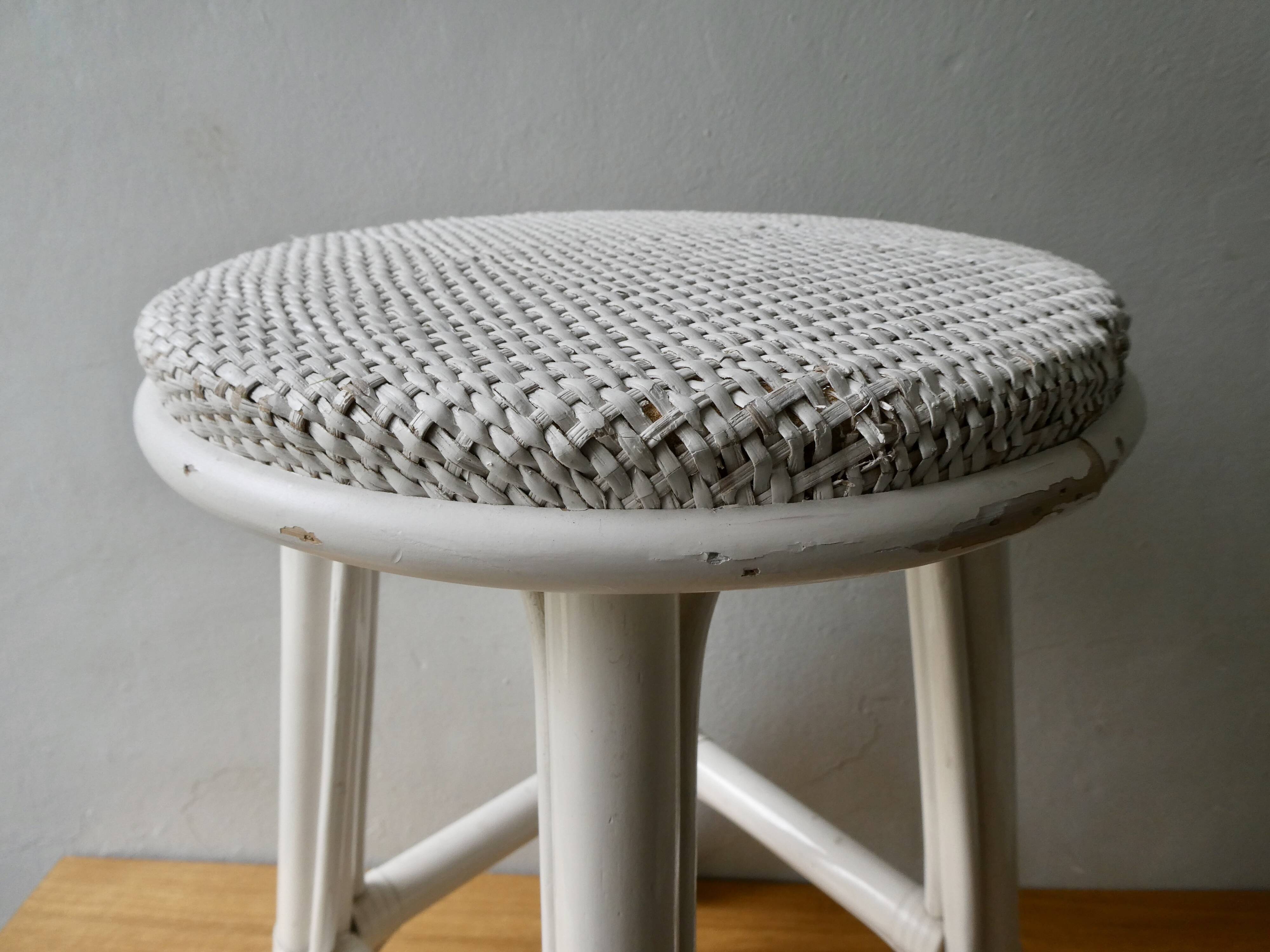 White rattan stool