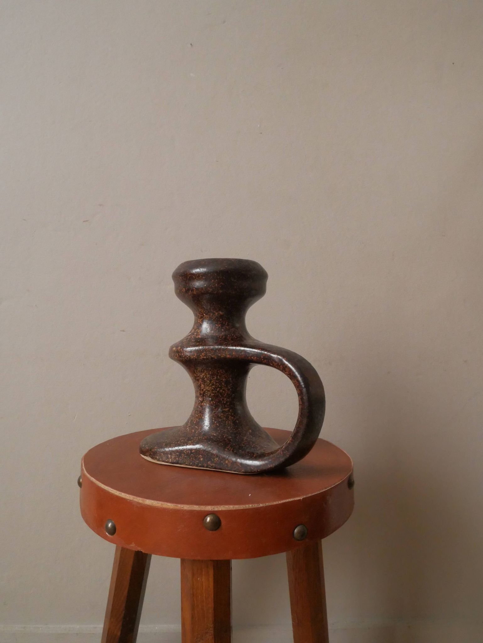 Vintage ceramic hand candle holder handmade pottery Scandinavian country spirit japandi