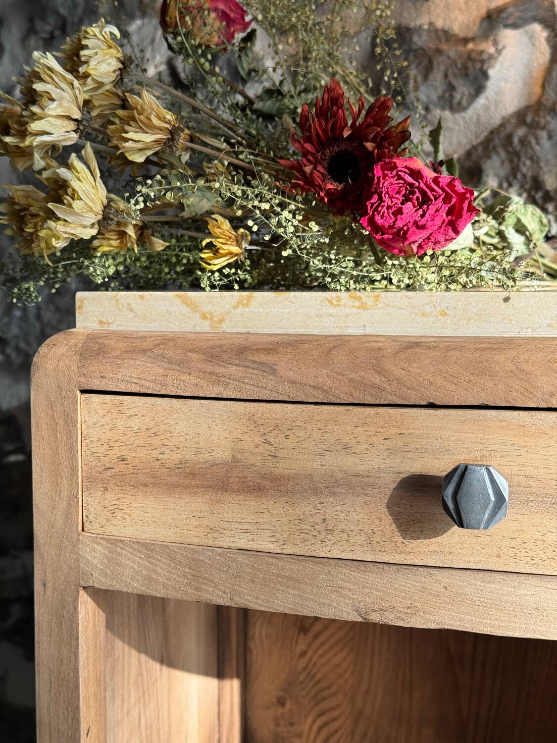 Small Art Deco piece in solid walnut and marble - 1930s