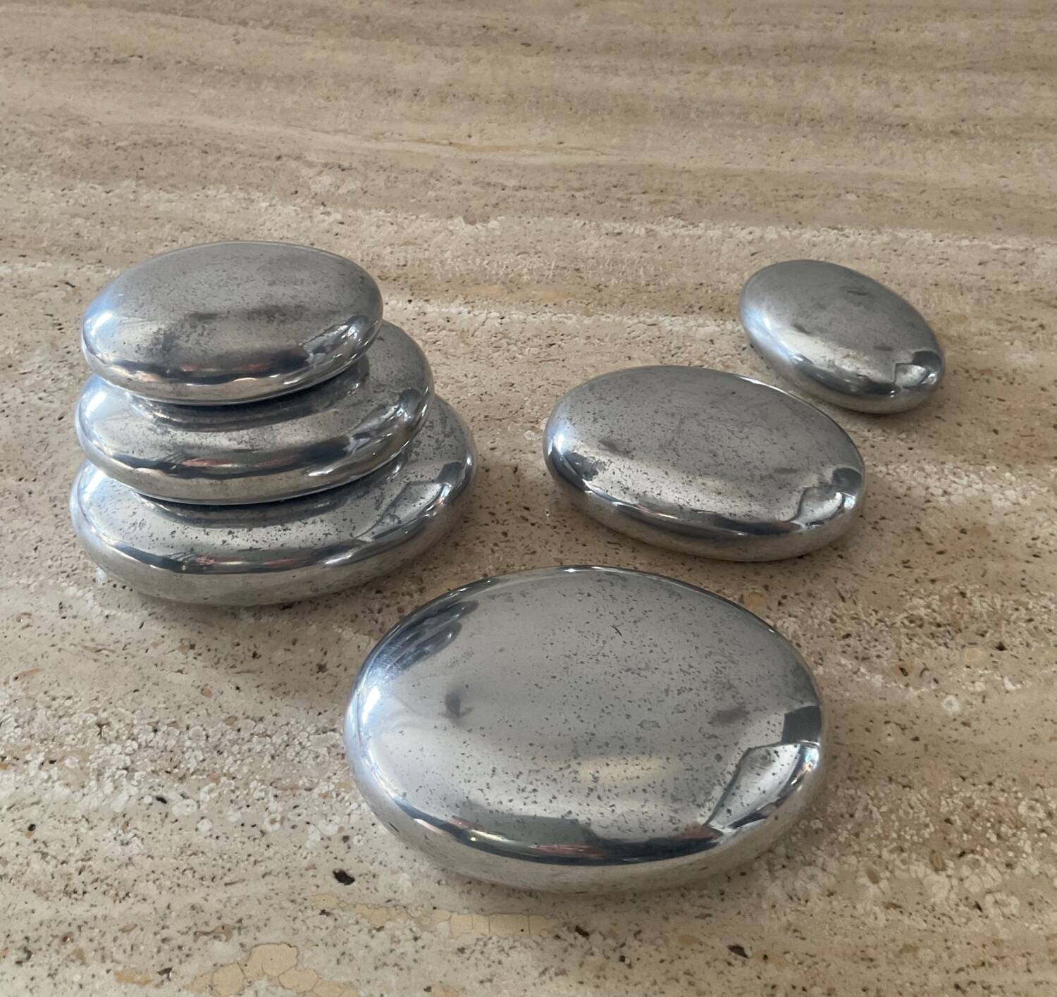 Vintage paperweight series polished aluminum pebbles