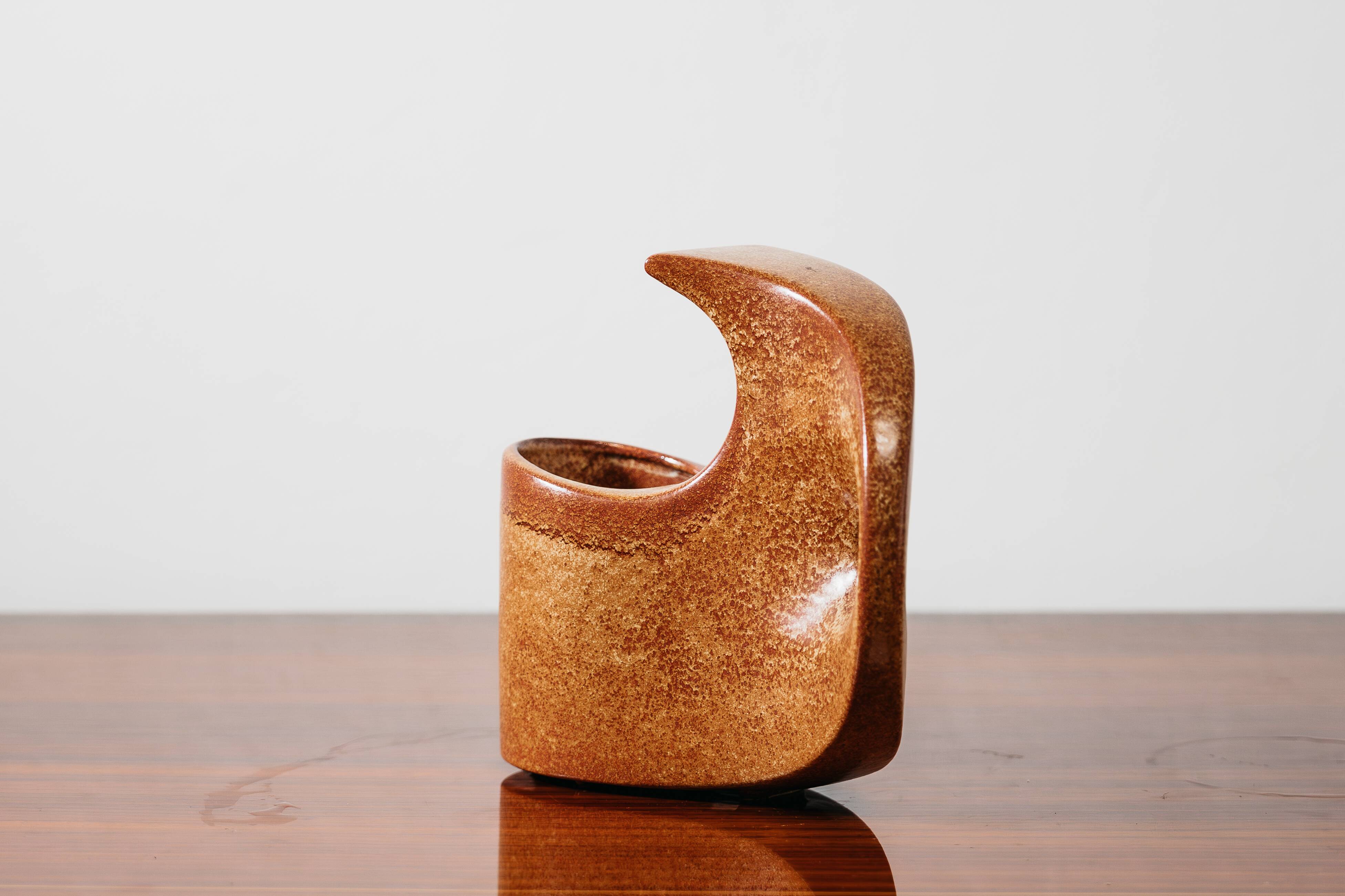 Bertoncello 977 Roberto Rigon Vaso in Ceramica Smaltata D’Arte Anni ‘7