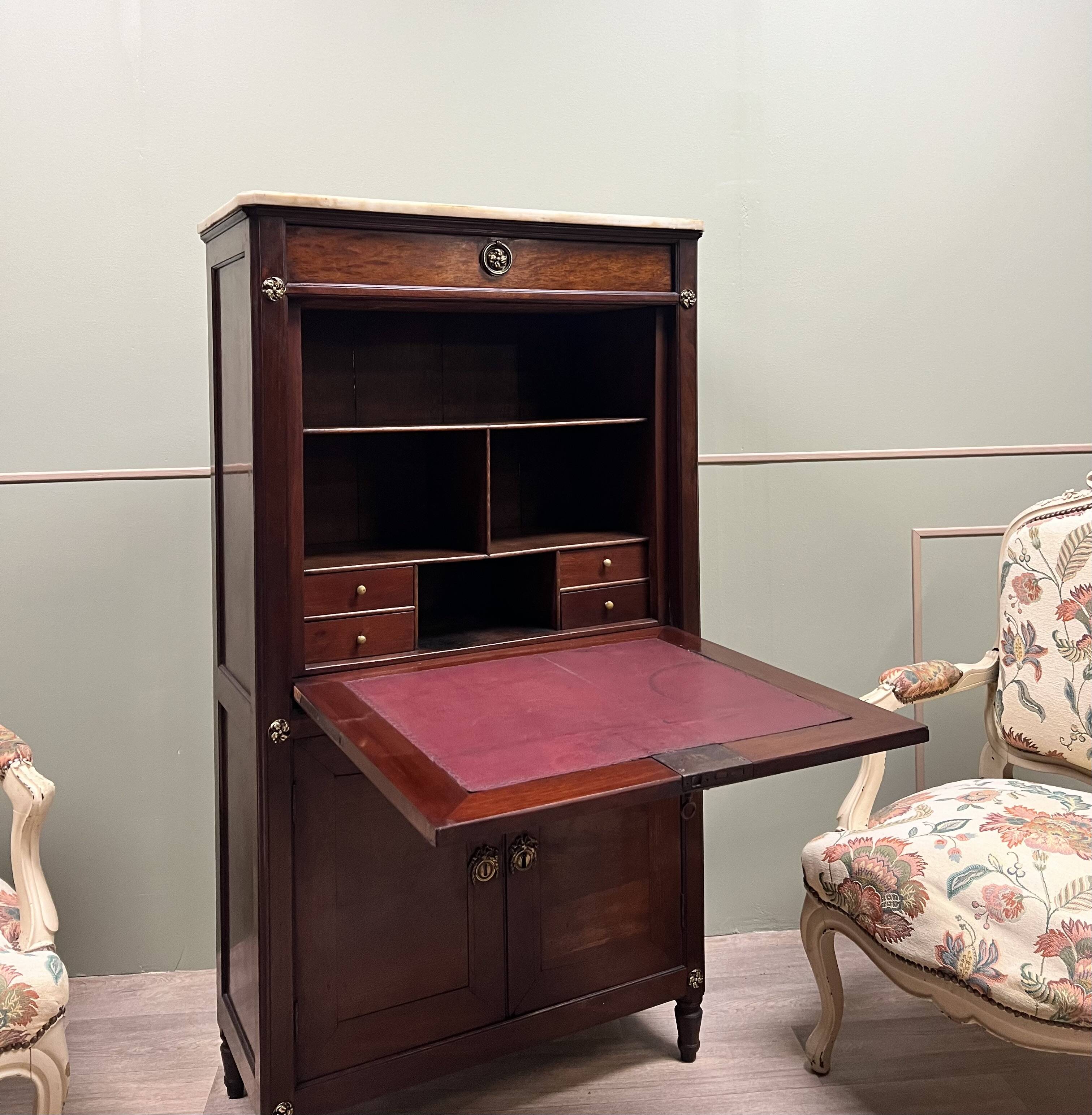 Étienne avril right secretary in mahogany louis xvi period stamped xviii eme century flag