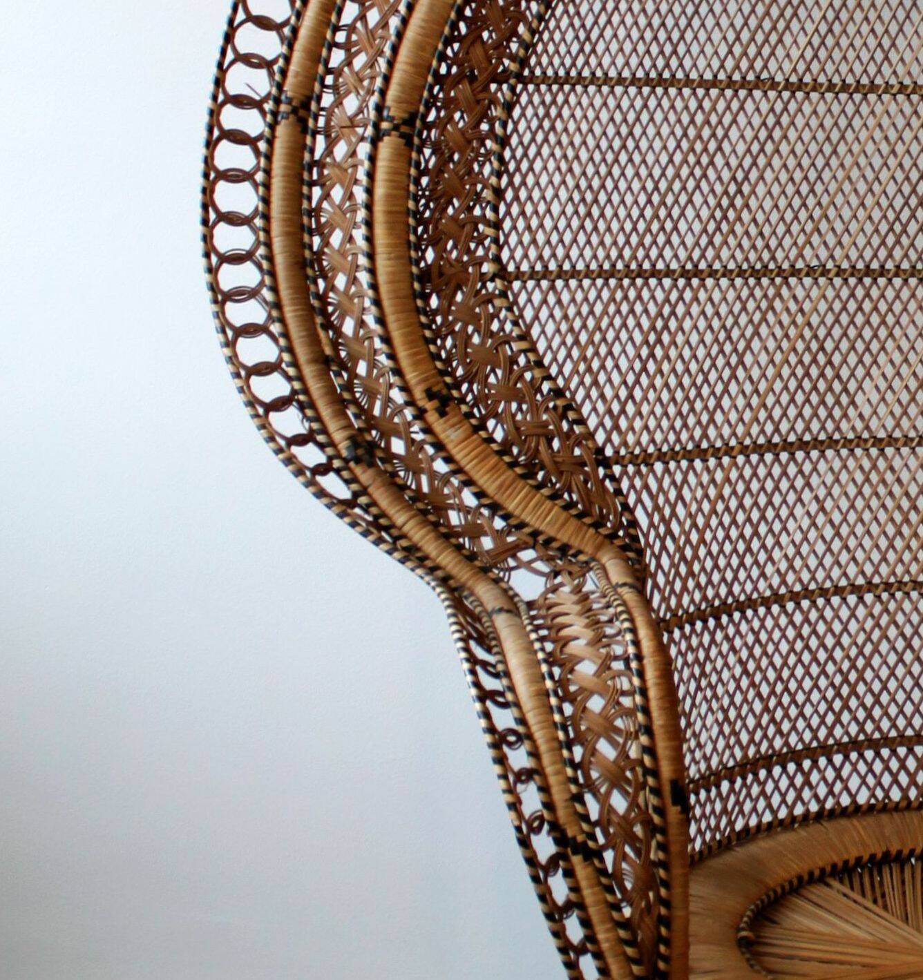 Vintage Emmanuelle de Kok armchair in wicker and bamboo 1970