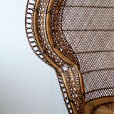 Vintage Emmanuelle de Kok armchair in wicker and bamboo 1970