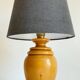 Lampe bois massif et tissu vintage