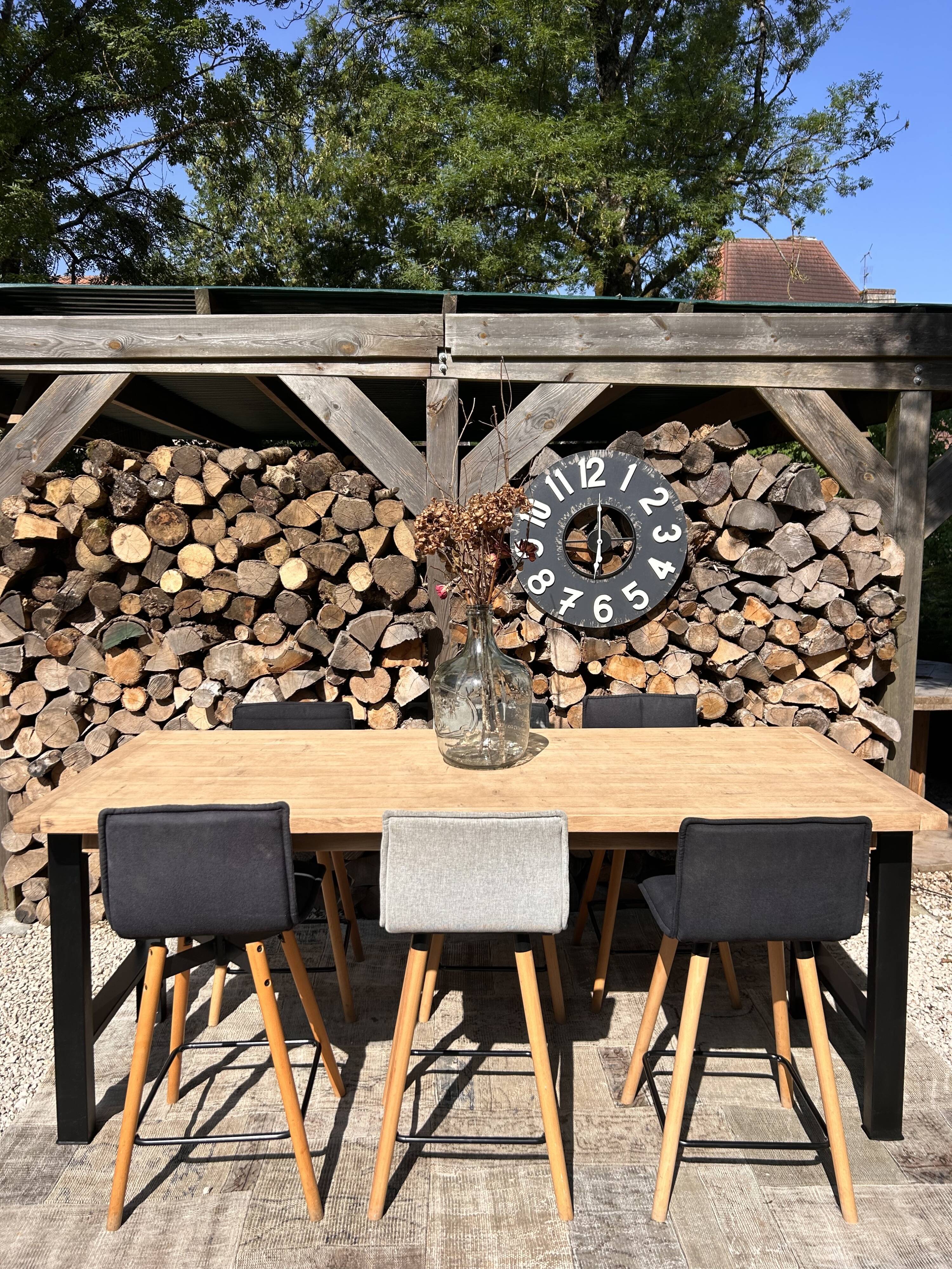 High table, island in wood and metal