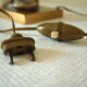 Ceramic duck table lamp and vintage adjustable brass