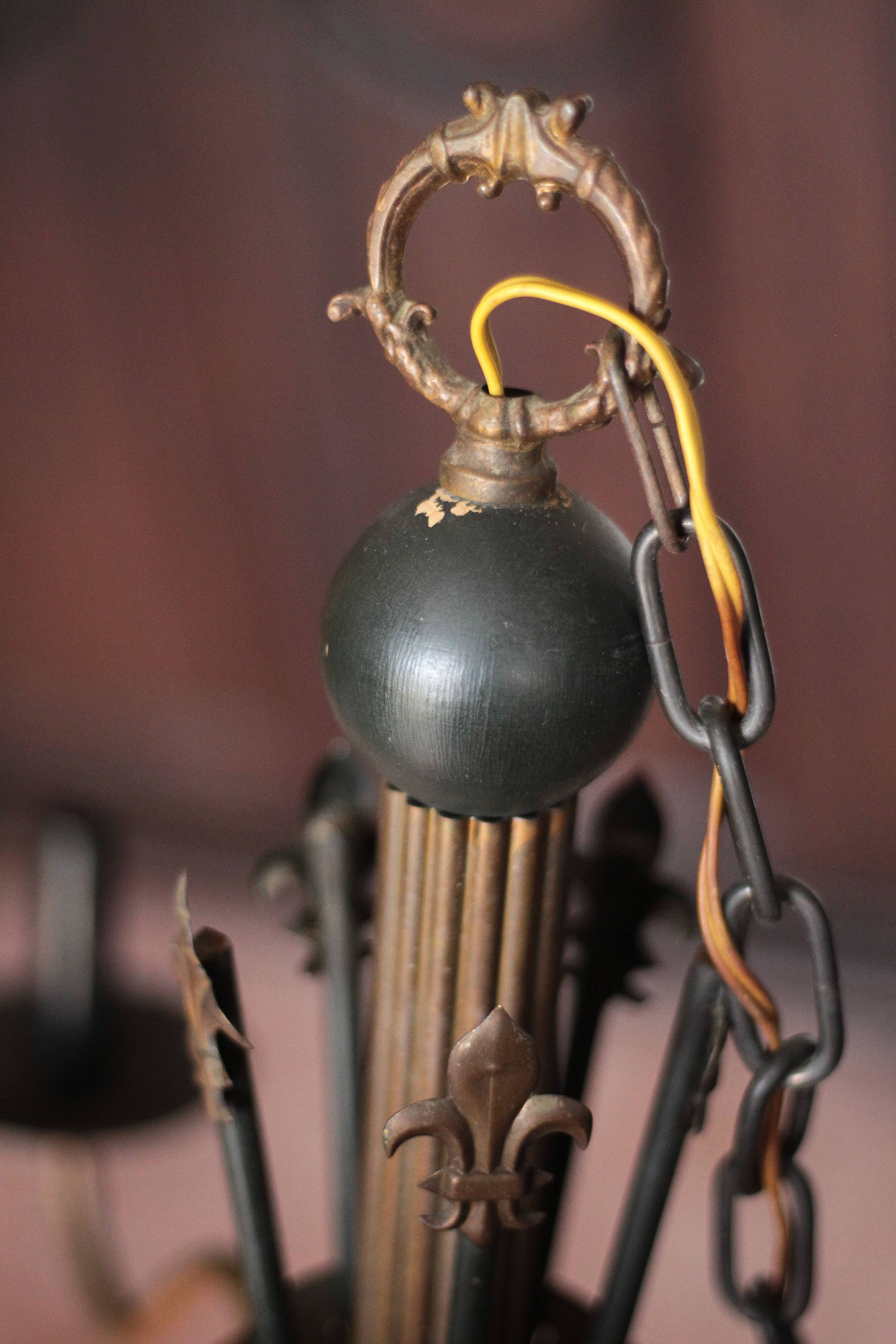 Vintage pendant light, empire brass pendant light, arrow pendant light