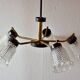 Vintage chandelier in molded glass, brass and steel - 5 branches - 1960s