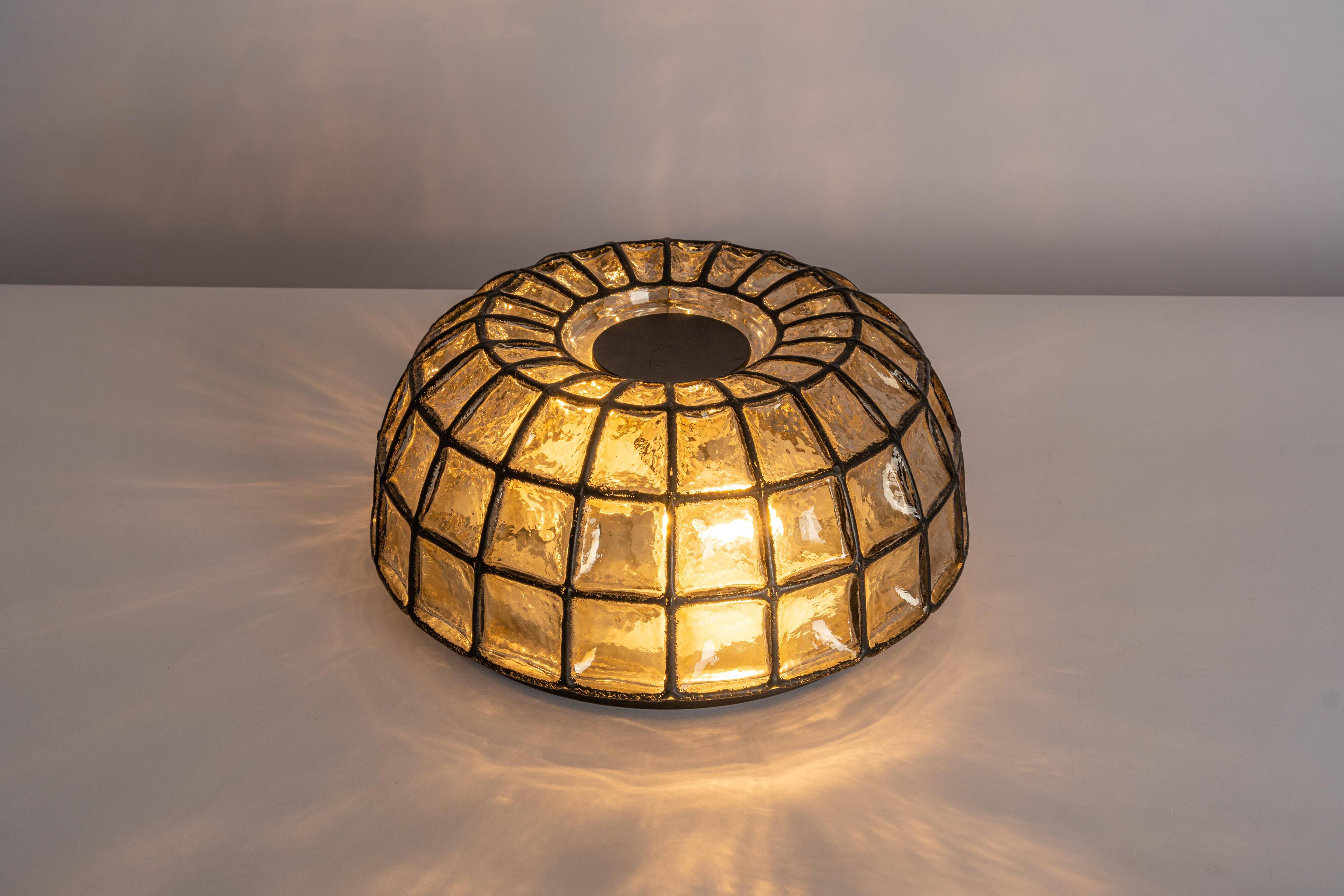 Ceiling lights in iron and clear glass by Limburg, Germany, 1960s.