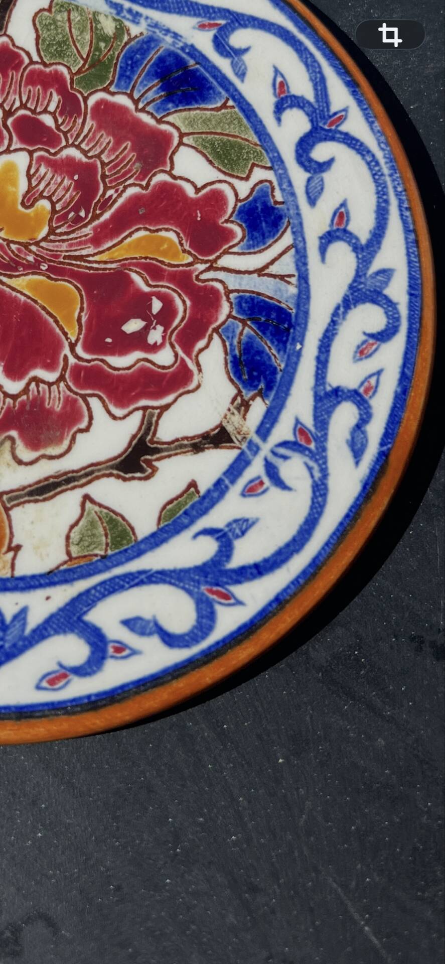 Hand-painted coaster from Gien