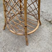 Vintage 1970s rattan coat rack