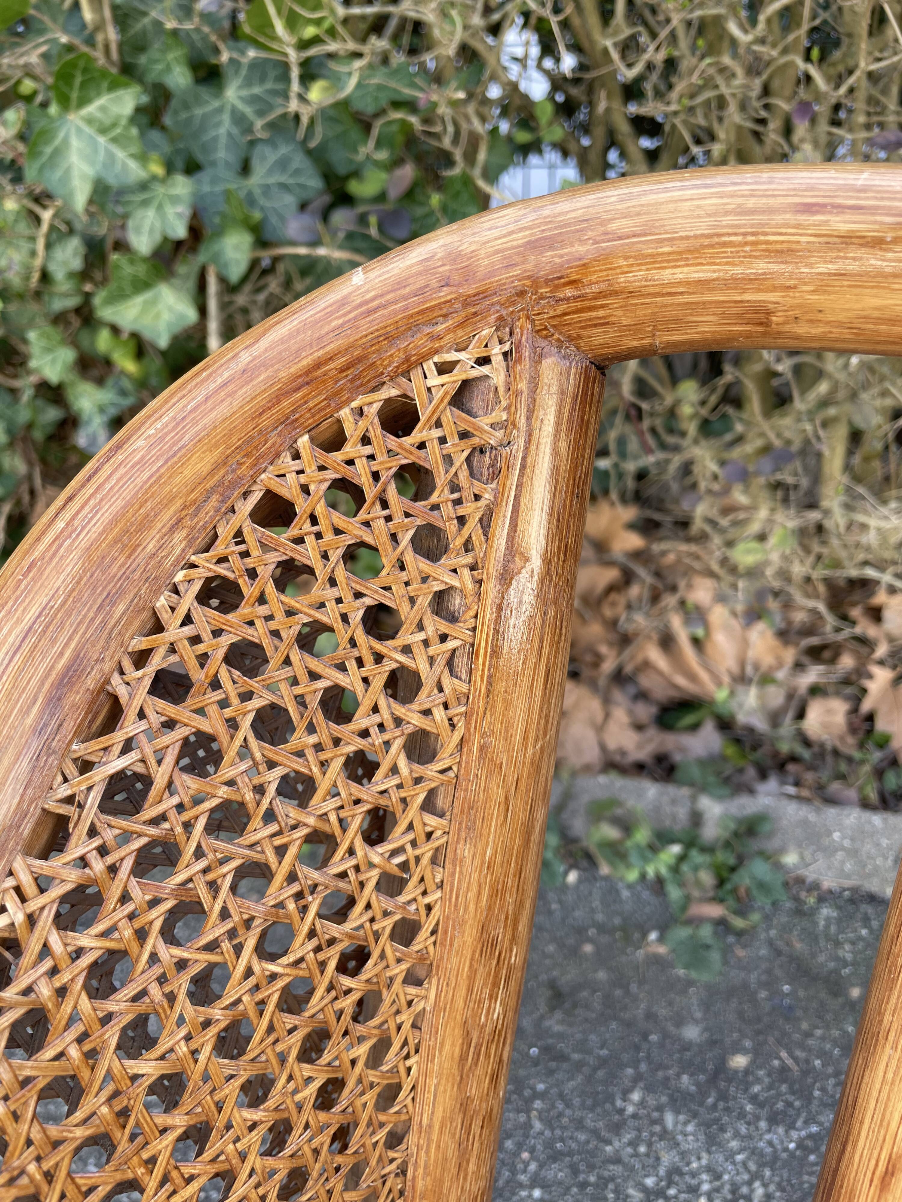 Paire de fauteuils en rotin et cannage