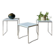 3 tables gigognes – acier chromé & plateau stratifié