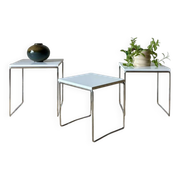 3 tables gigognes – acier chromé & plateau stratifié