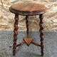 Old milking stool twisted feet vintage wood