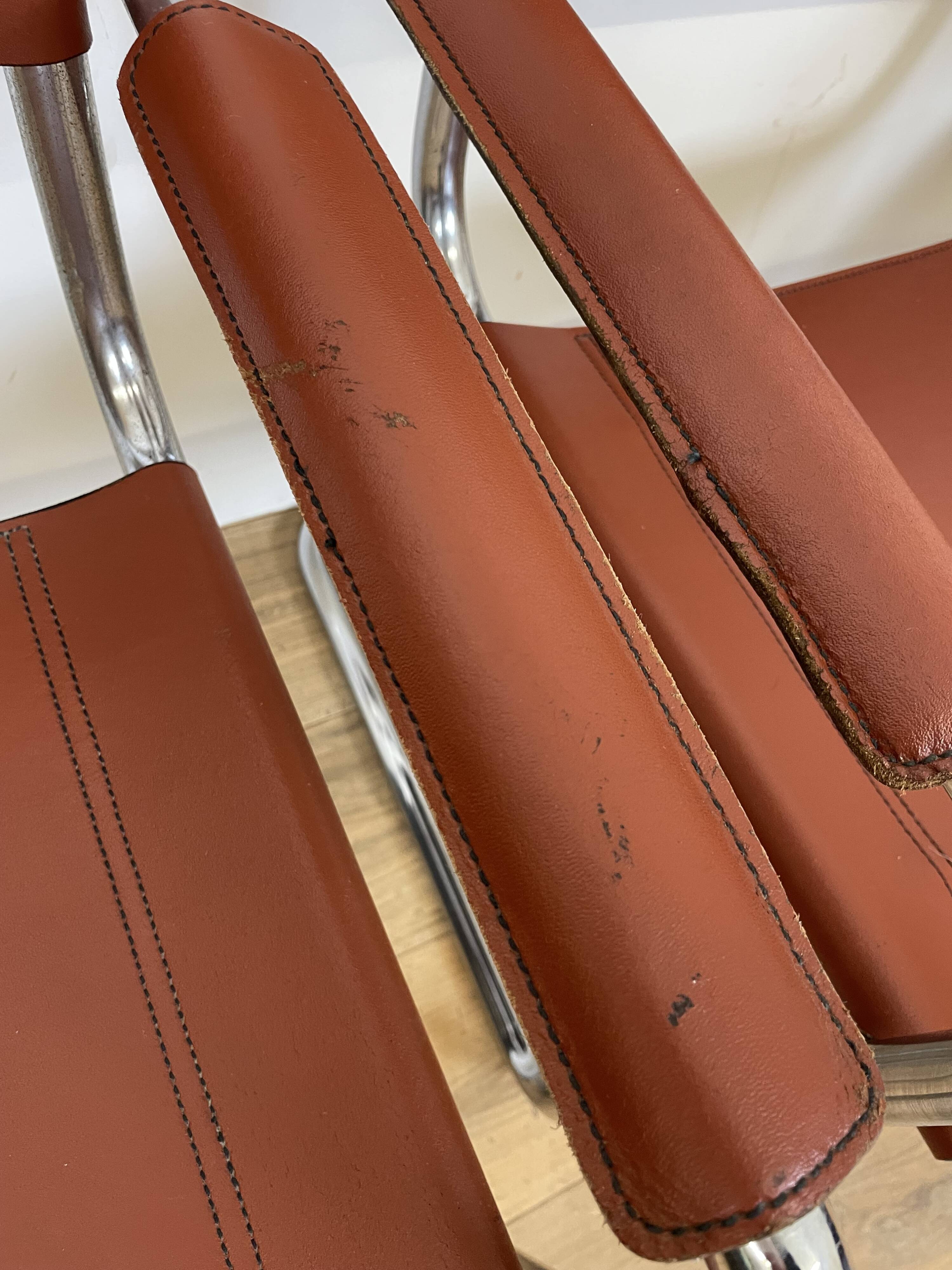 Set of 3 MG5 Grassi style armchairs from the 70s