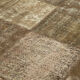 Handmade anatolian overdyed 196 cm x 302 cm brown patchwork carpet