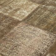 Handmade anatolian overdyed 196 cm x 302 cm brown patchwork carpet
