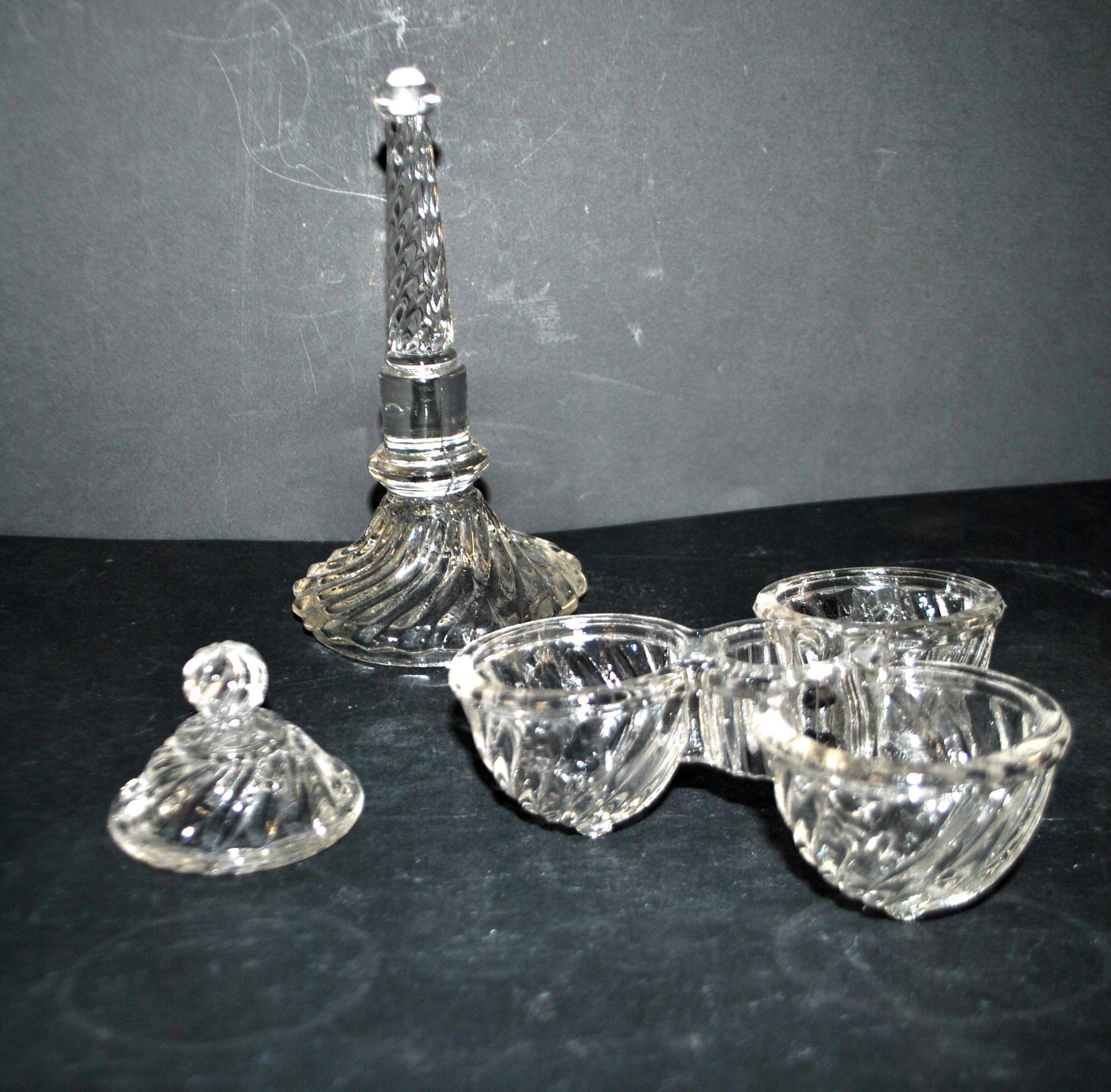Vallerysthal rotating tableware – retro glass servant for salt, pepper, and mustard.