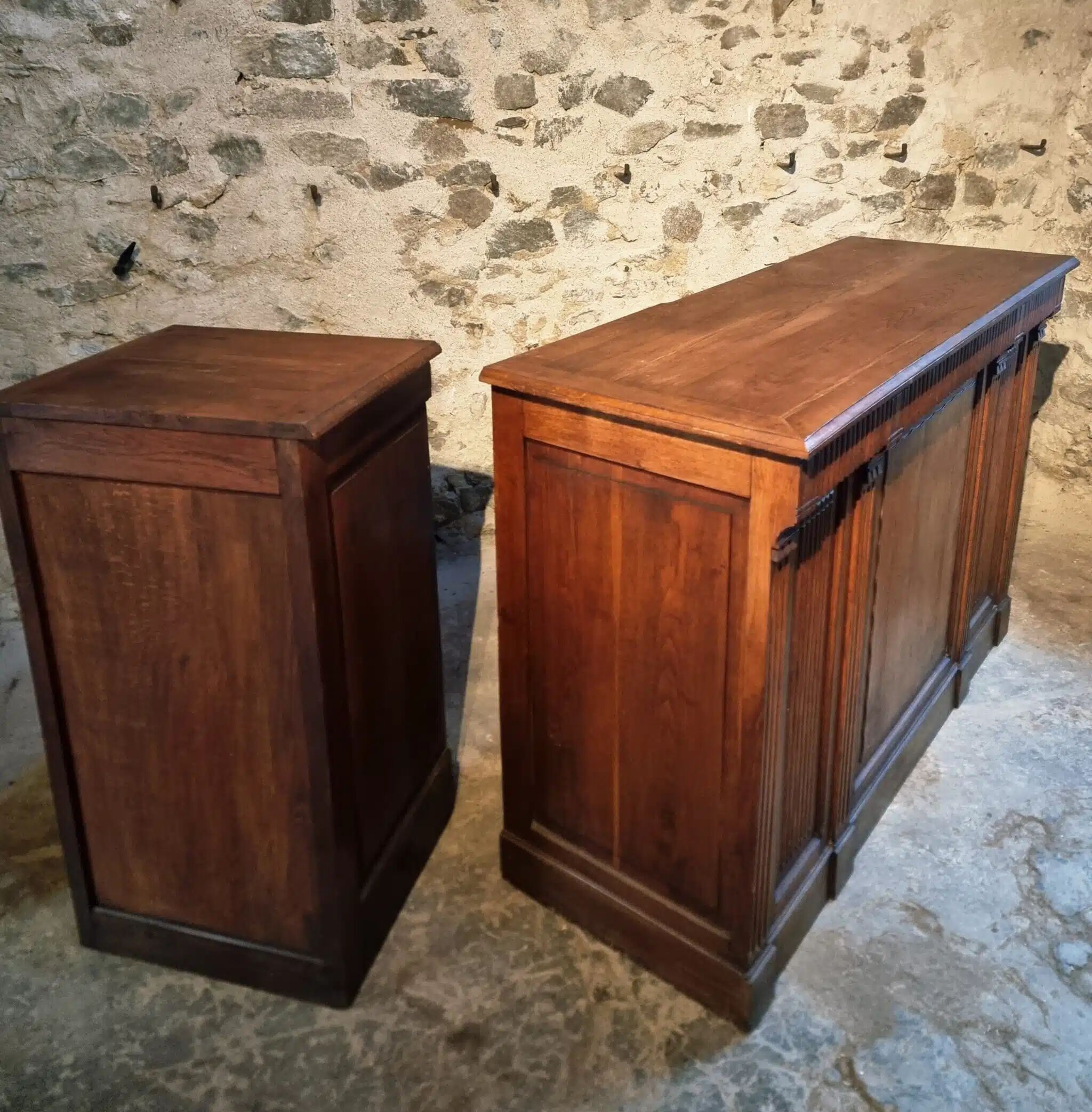Antique French oak counter / shop counter (early 1900s)
