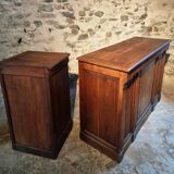 Antique French oak counter / shop counter (early 1900s)