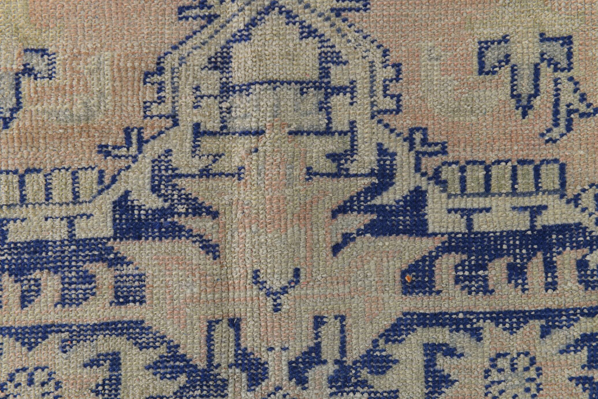 Vintage Blue & Sand Beige Large Persian Rug, 246x344Cm