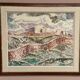 Original Swedish Oil on Canvas – "Landscape with Buildings" by Gösta Nordblad – Signed – Vintage and Framed
