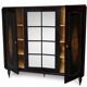 Art Deco style walnut veneer wardrobe – 4 doors and mirror