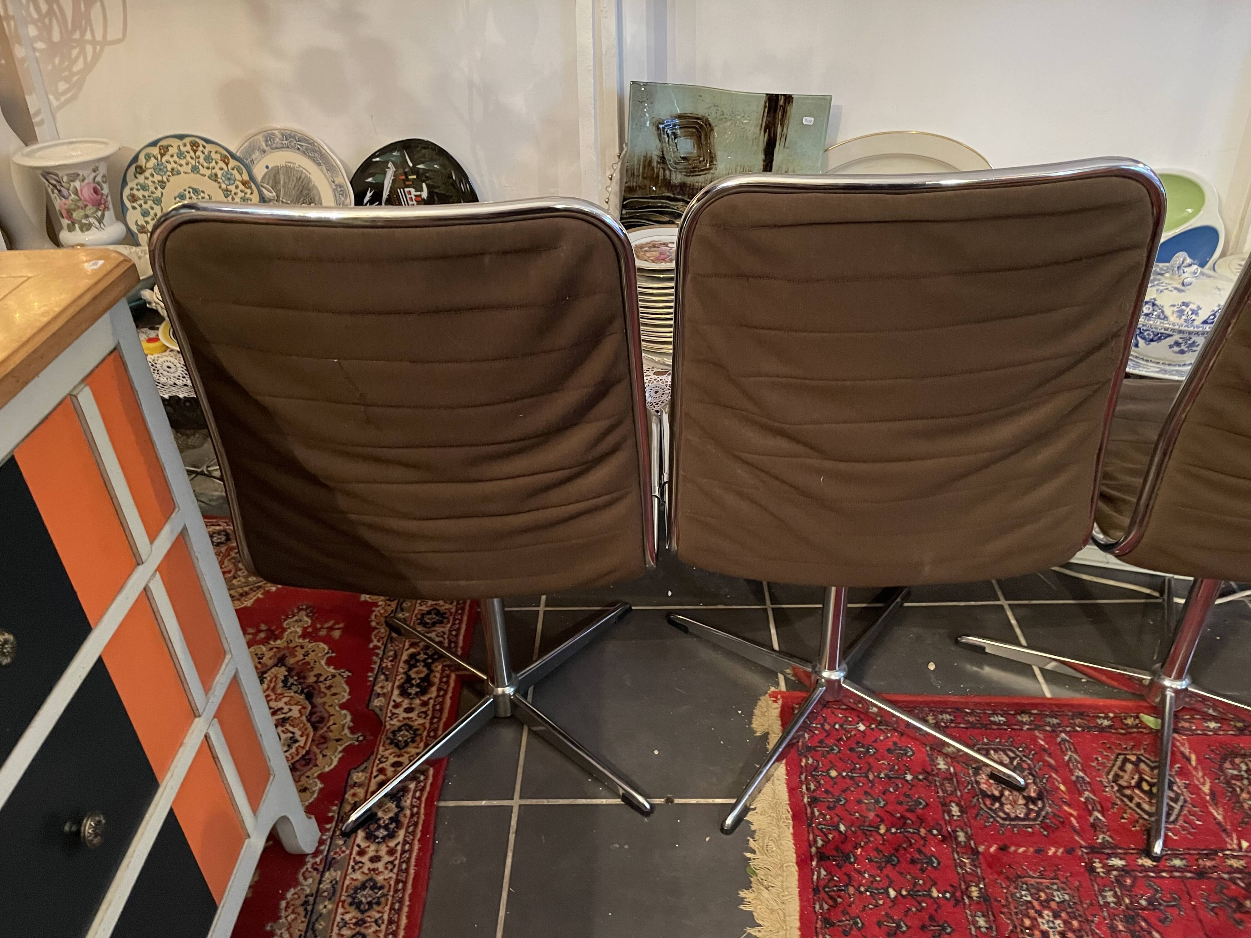 Set of 4 vintage 60s 70s chrome and fabric chairs