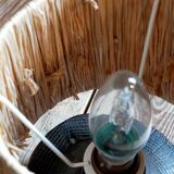 Brutalist free-form lamp in solid wood 60s