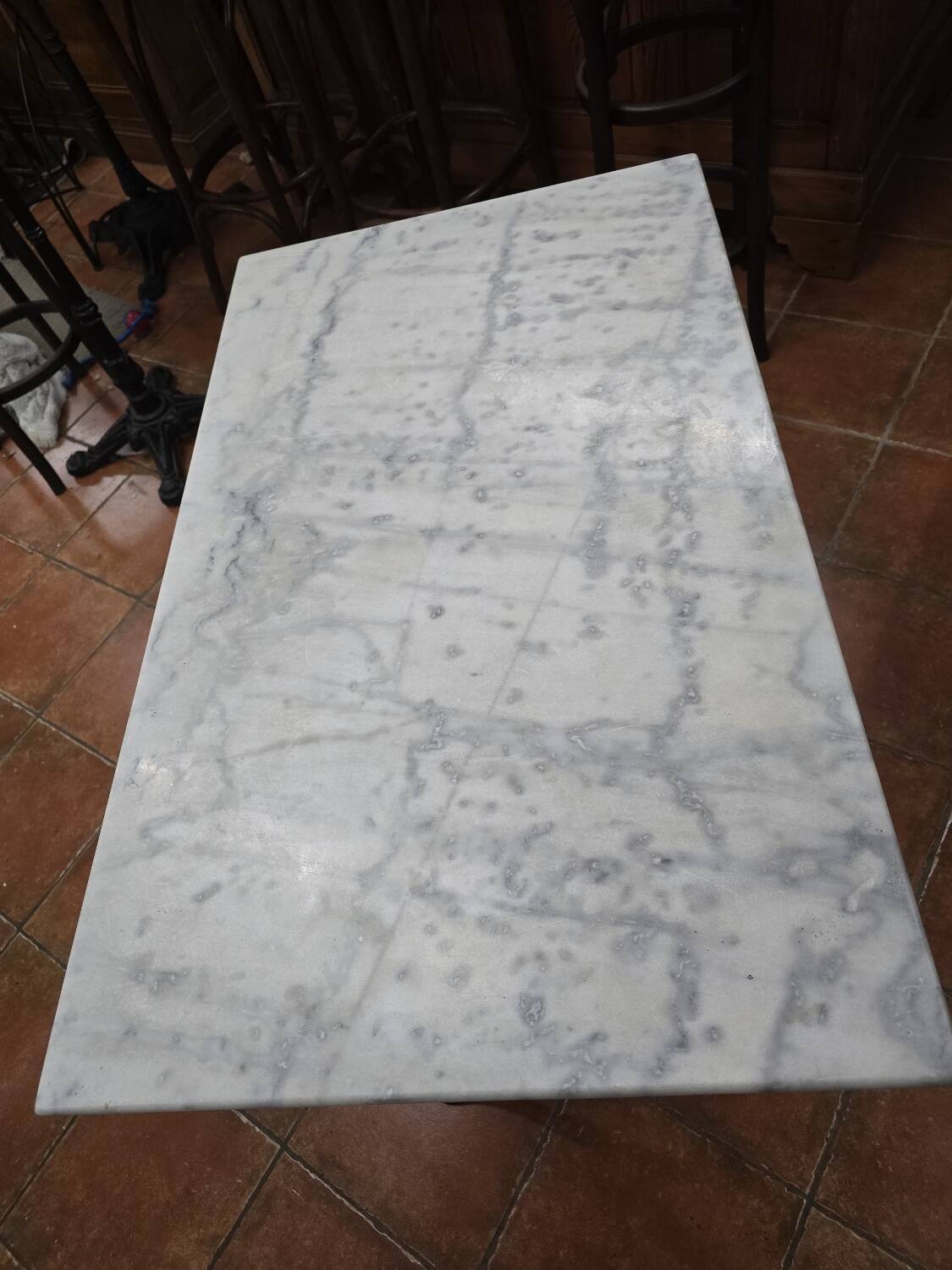 Cast iron bistro table with marble top