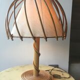 Large vintage rattan lamp - 1960