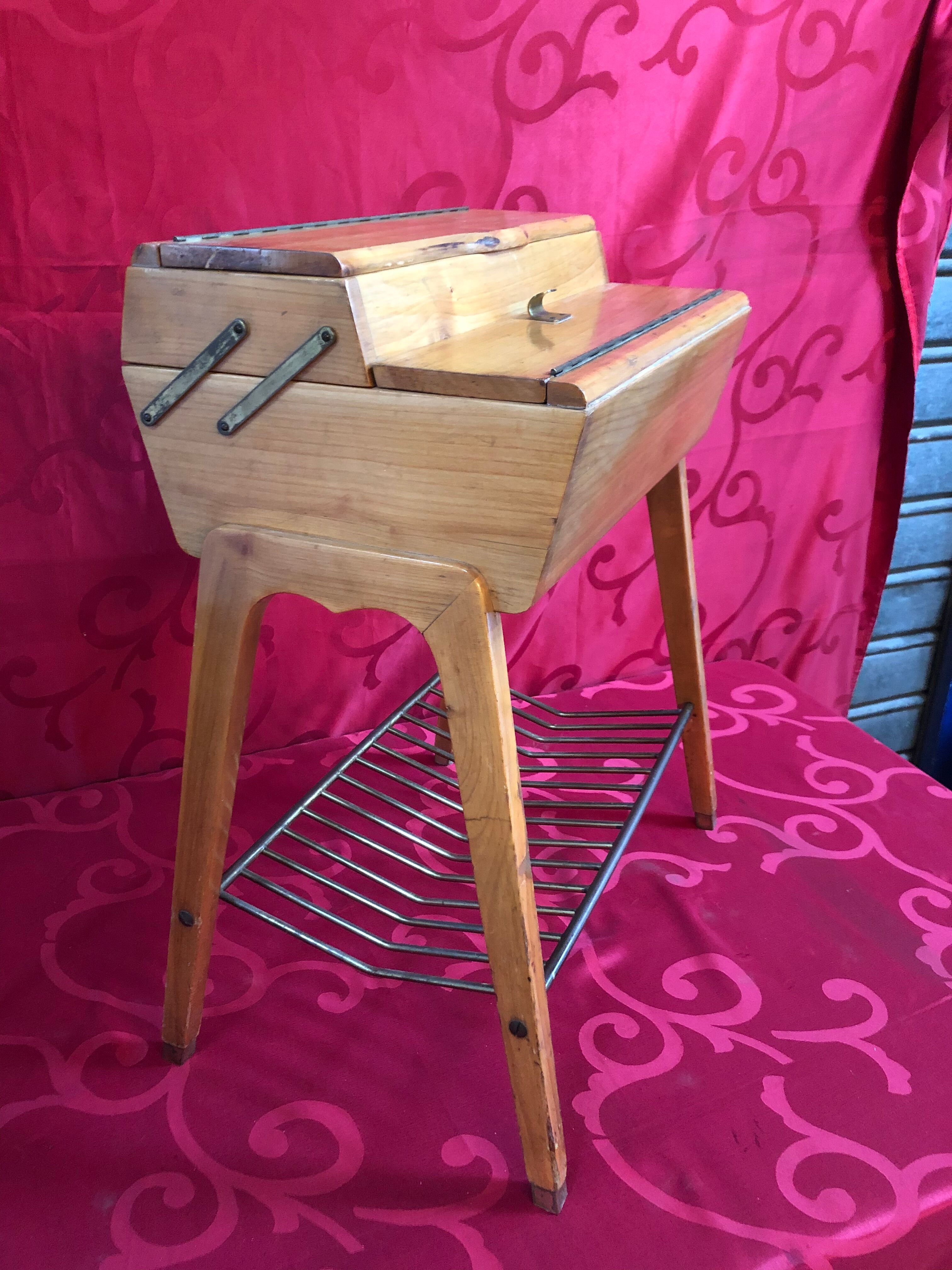 Small sewing table in vintage light cherry
