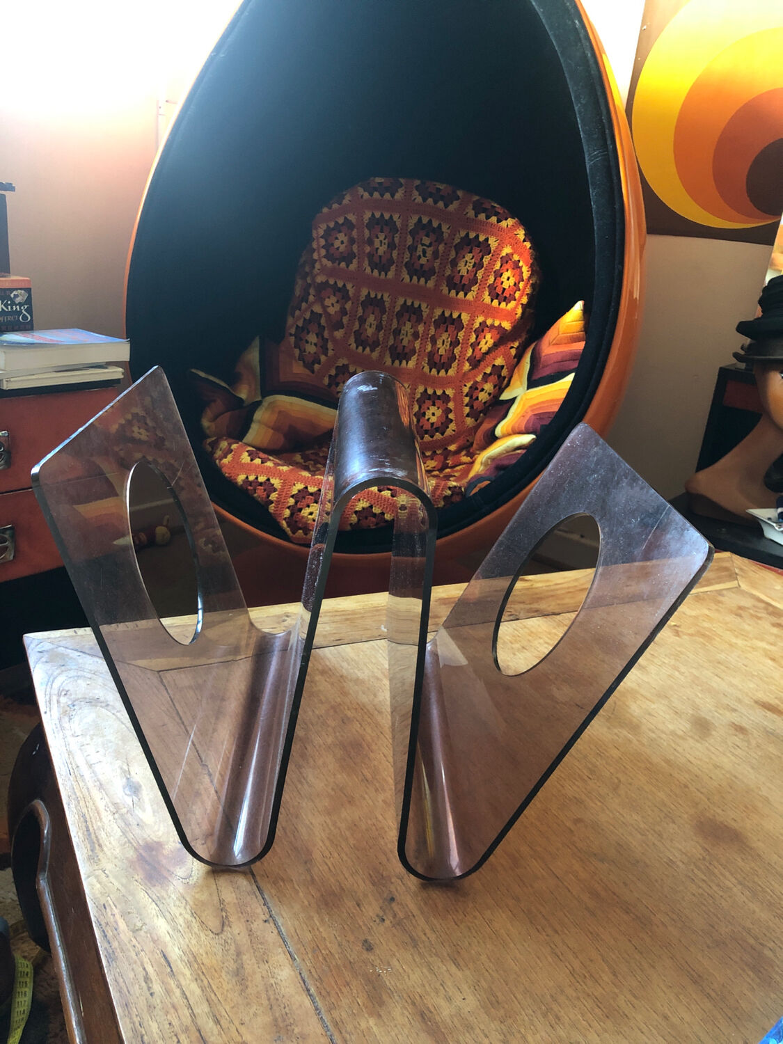 Michel Dumas plexiglas magazine rack for Roche Bobois