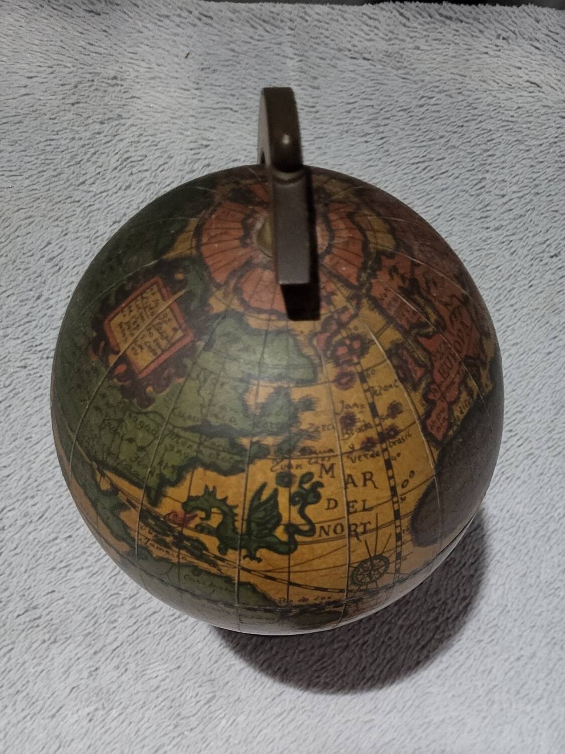 Authentic antique vintage musical globe in wood
