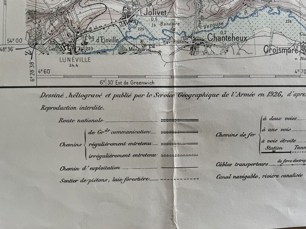 Carte militaire 1926 de Meurthe-et-Moselle